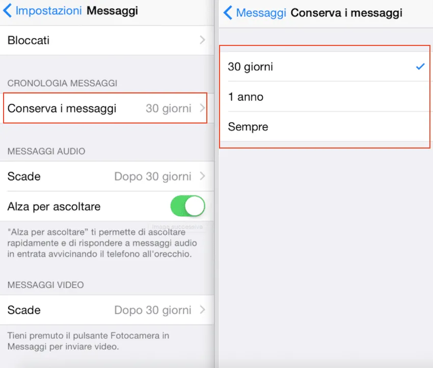 Come eliminare automaticamente i vecchi messaggi su iOS 8
