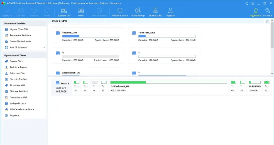 AOMEI Partition Assistant Standard, tool gratuito per gestire le partizioni