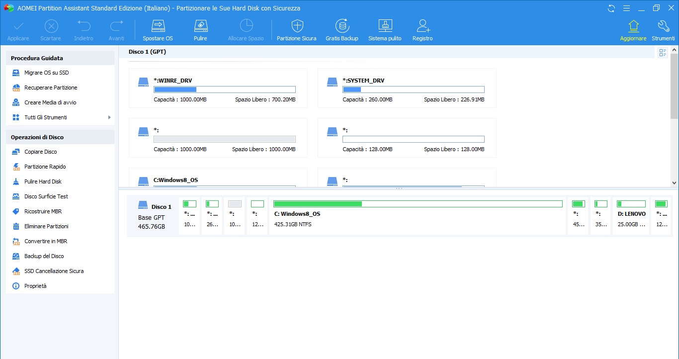 AOMEI Partition Assistant Standard, tool gratuito per gestire le partizioni