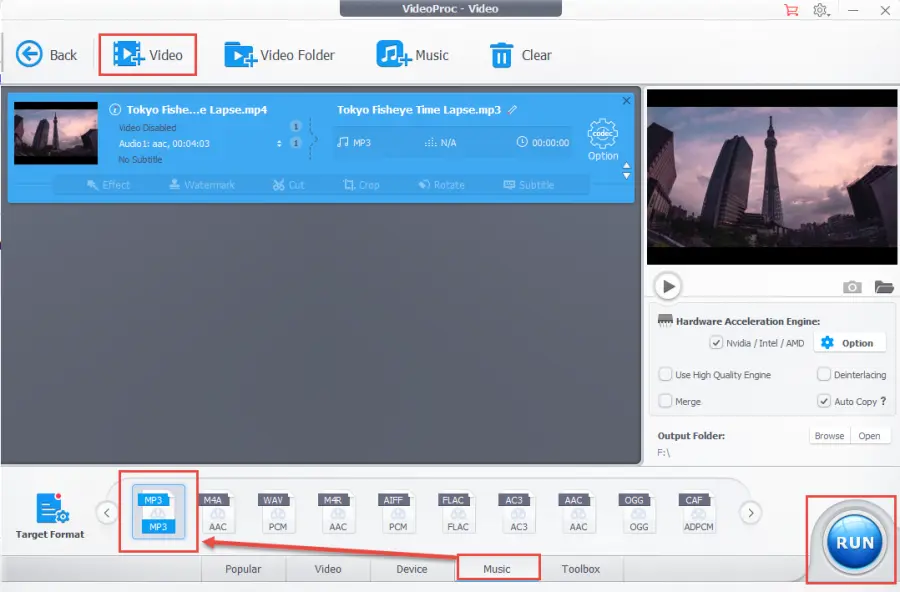 VideoProc, come convertire video in MP3