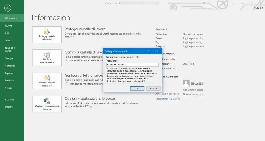 Come inserire password in un file Excel
