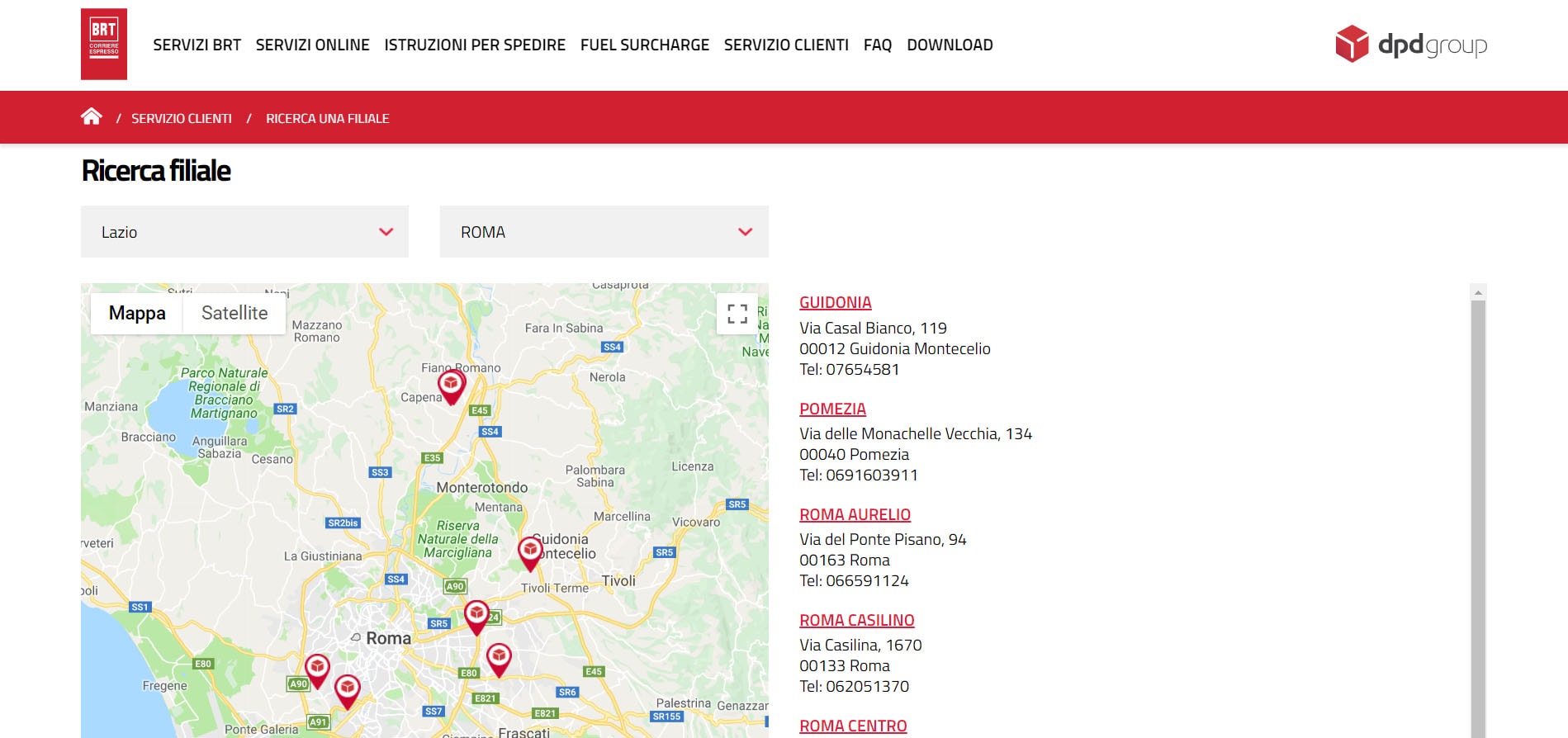 Come contattare corriere BRT