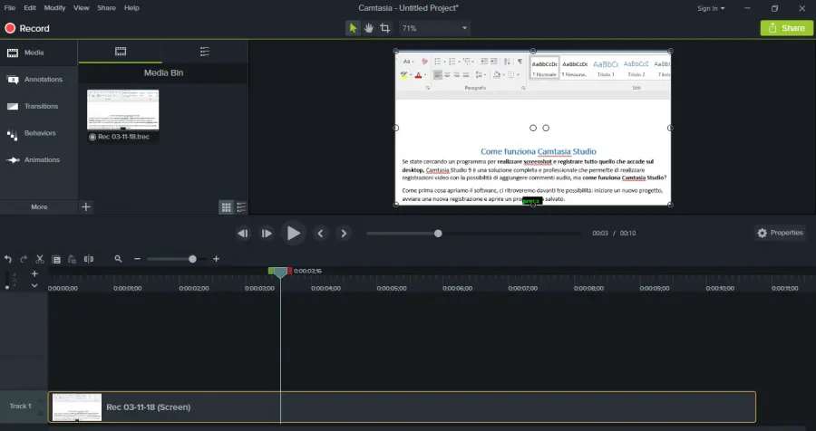 Come funziona Camtasia Studio
