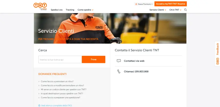Come contattare corriere TNT