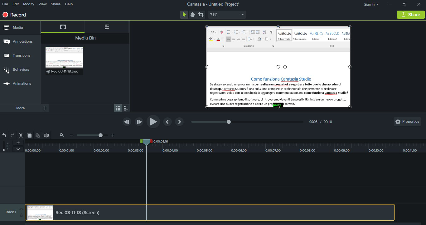 Come funziona Camtasia Studio