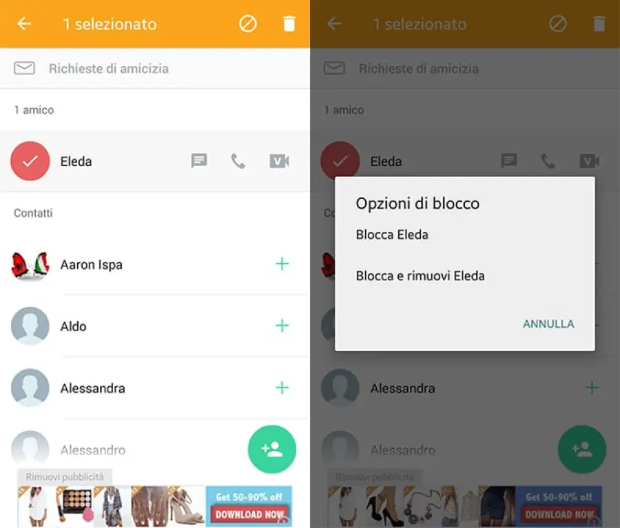 Come bloccare un contatto su ooVoo per Android