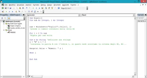 VBA: Usare i cicli For e Do While
