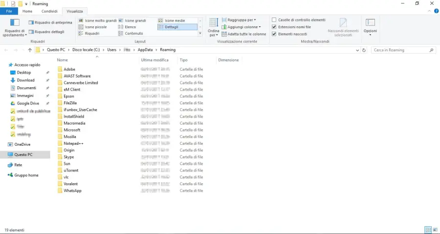 Come accedere alla cartella AppData in Windows 7, 8 e 10
