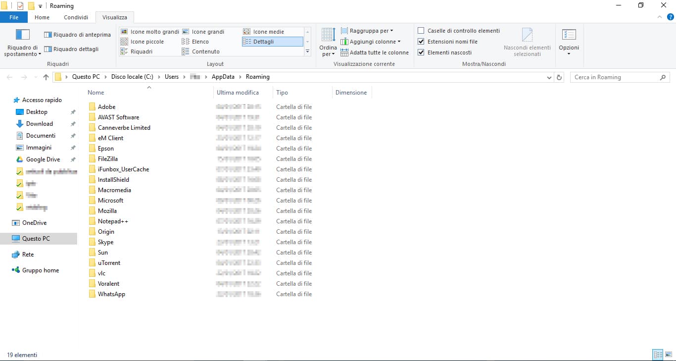 Come accedere alla cartella AppData in Windows 7, 8 e 10