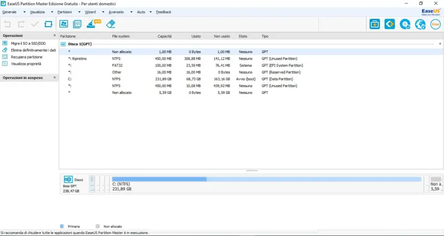 Programmi per gestire le partizioni di un HDD o SSD