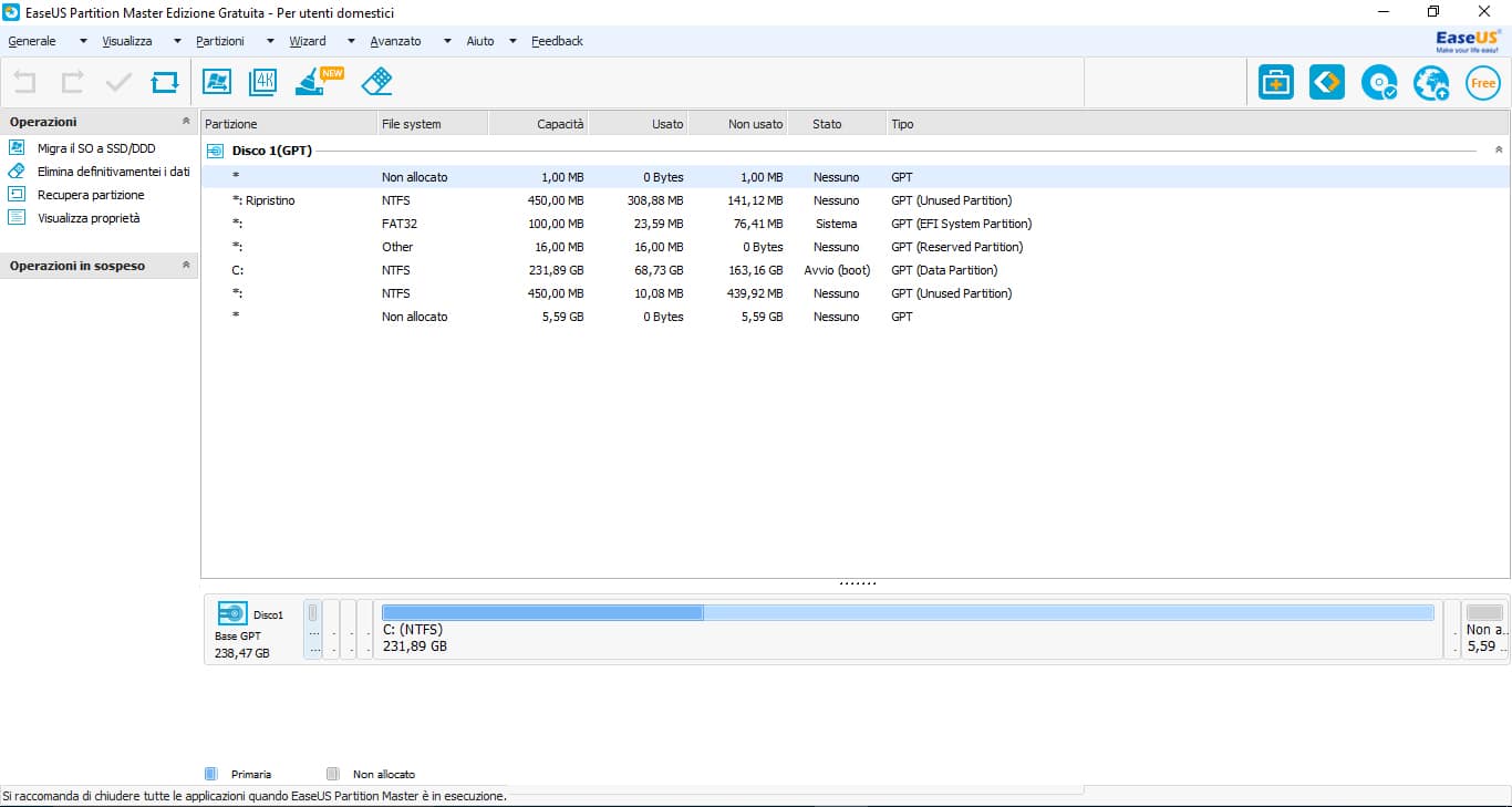 Programmi per gestire le partizioni di un HDD o SSD