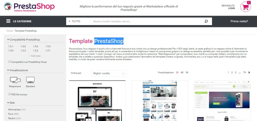 Migliori siti dove acquistare un template per PrestaShop