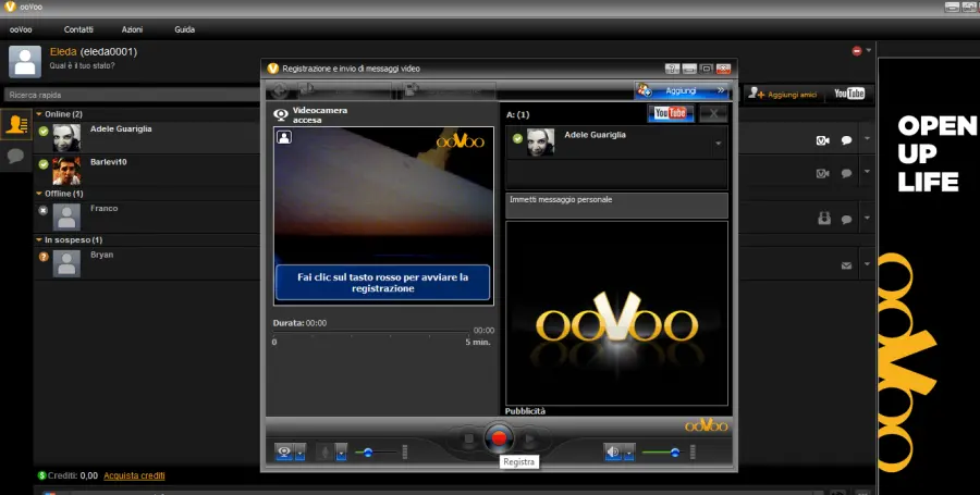 Come registrare e inviare un videomessaggio con ooVoo su PC