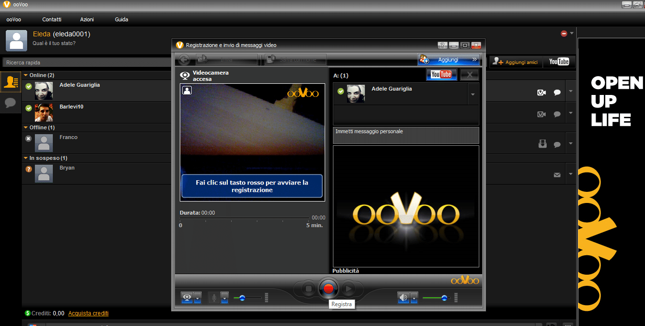 Come registrare e inviare un videomessaggio con ooVoo su PC