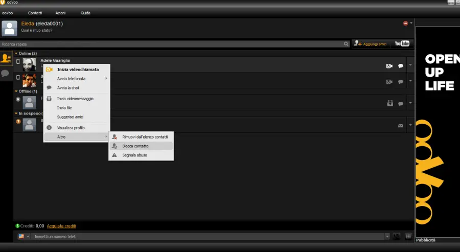 Come bloccare un contatto su ooVoo per PC