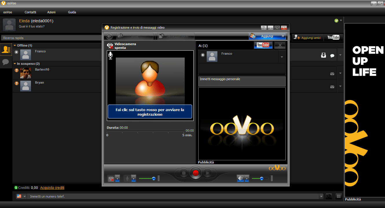 Come effettuare una chiamata vocale con ooVoo su PC