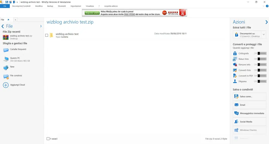 Come aprire un file ZIP o RAR con Windows 10