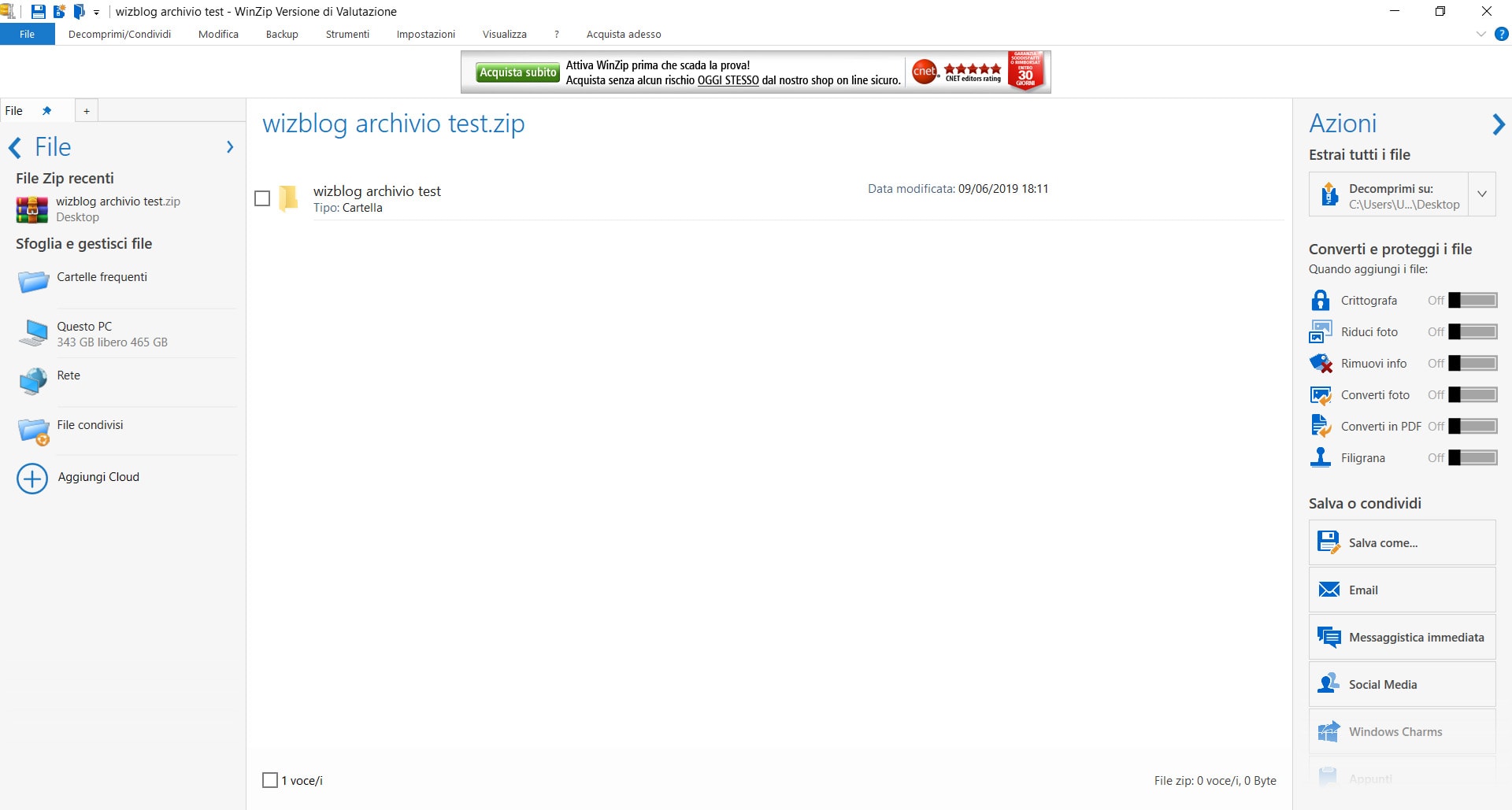 Come aprire un file ZIP o RAR con Windows 10