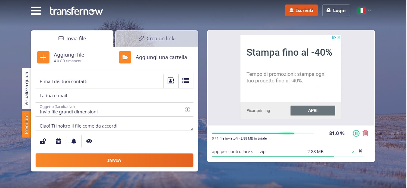 Come inviare file di grandi dimensioni