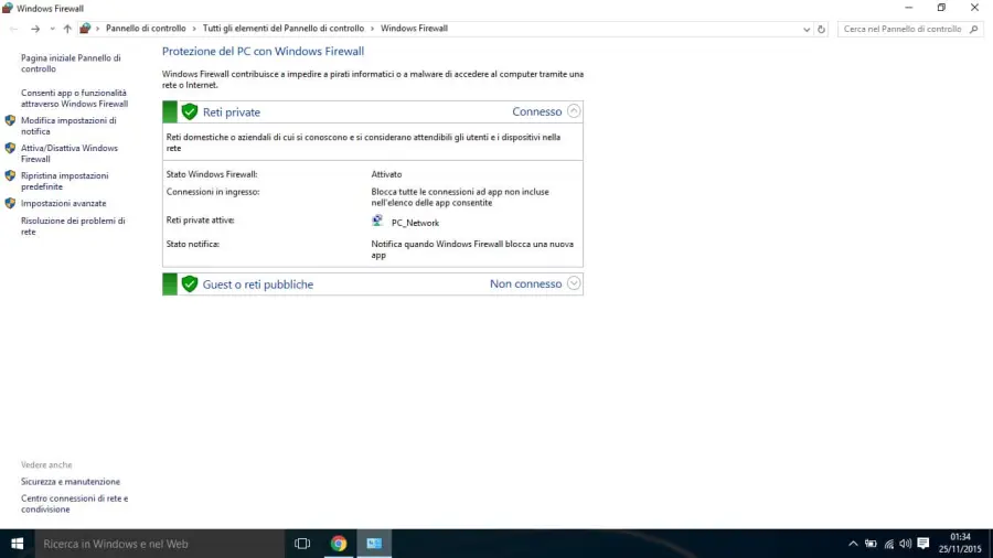 Come disattivare il firewall in Windows 10 e 8.1