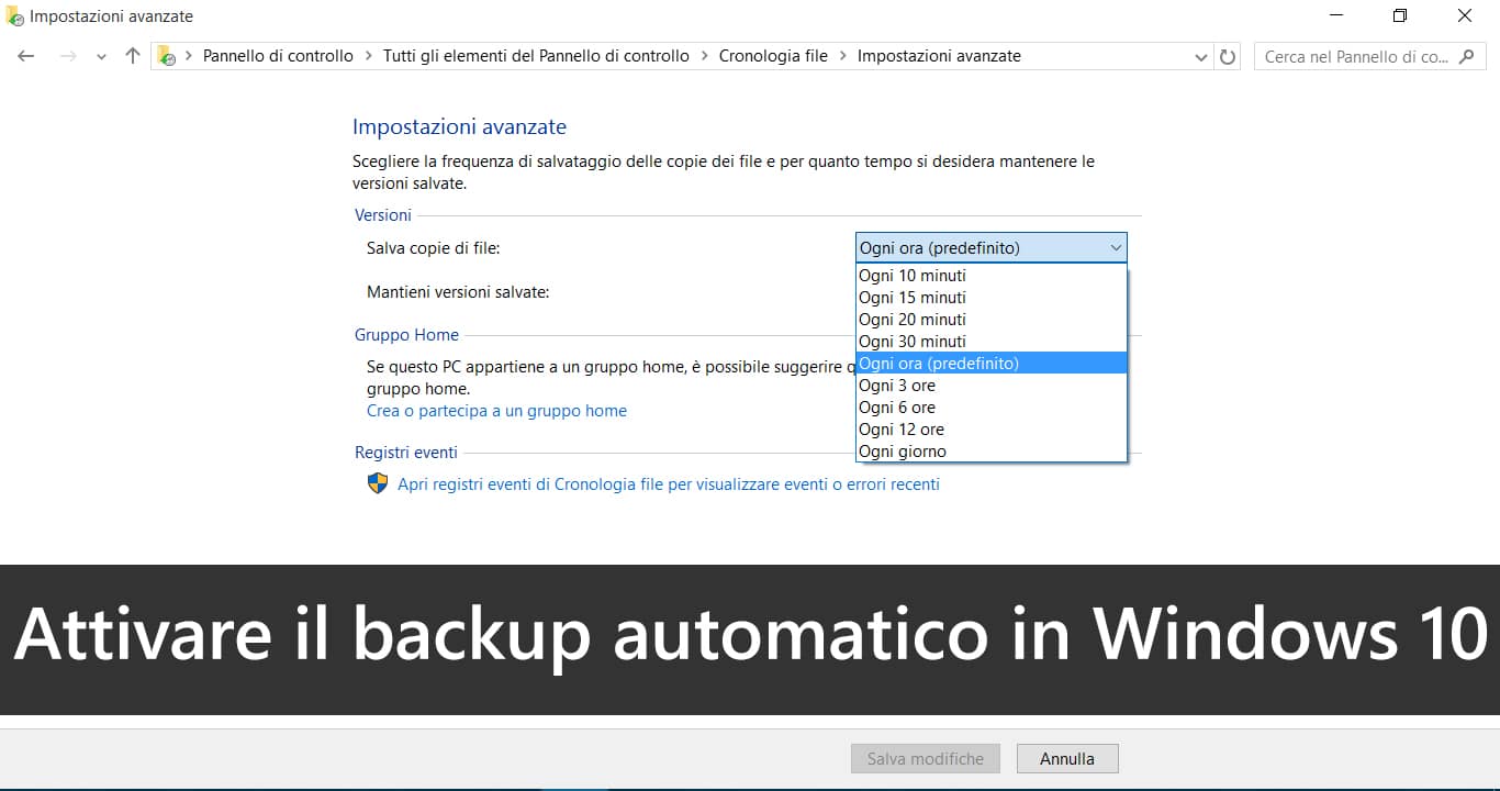 Come attivare il backup automatico in Windows 10