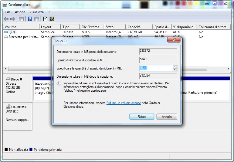 Come partizionare un hard disk su Windows 7