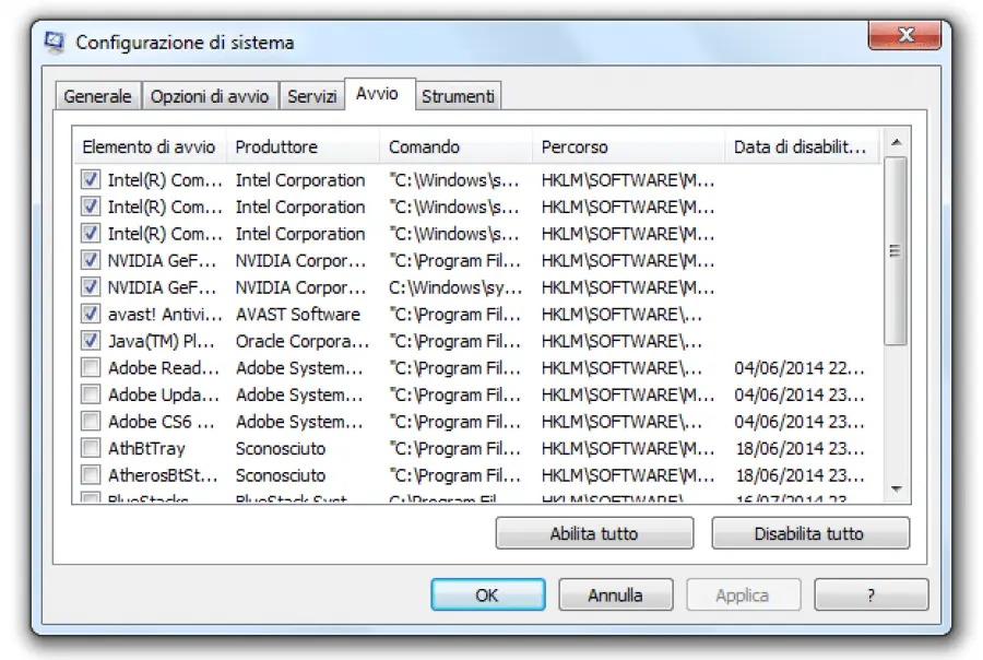 Come disattivare programmi all'avvio di Windows 7