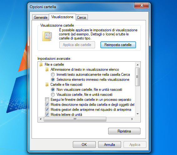Visualizzare file o cartelle nascoste in Windows