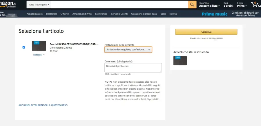 Come rimandare indietro un pacco Amazon