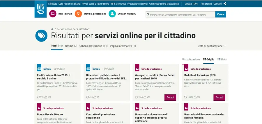 I principali servizi online INPS per il cittadino, come accedere