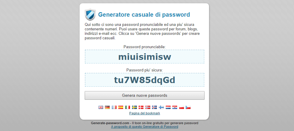 Generate causali di password