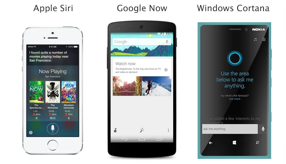 Google Now vs Siri vs Cortana: eccoli in un video confronto
