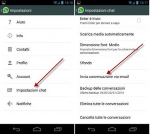 Come inviare una chat di WhatsApp per email