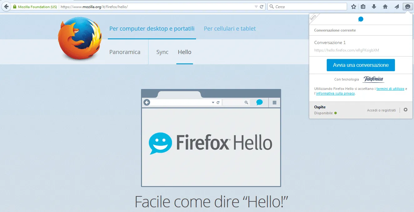 Come funziona Hello di Firefox