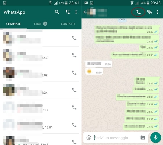 Come avviare una chiamata con Whatsapp