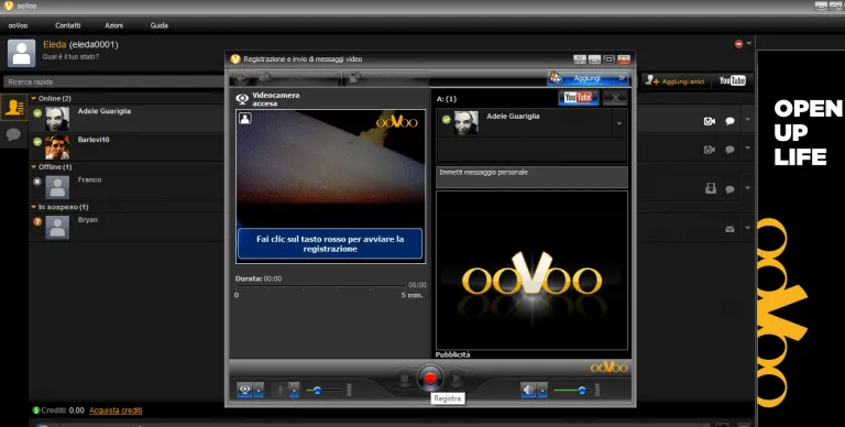 Come registrare e inviare un videomessaggio con ooVoo su PC