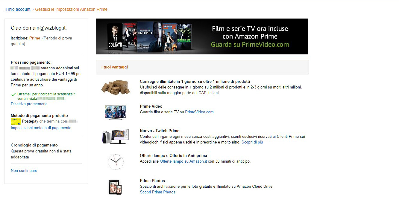 Come disdire abbonamento Amazon Prime Video