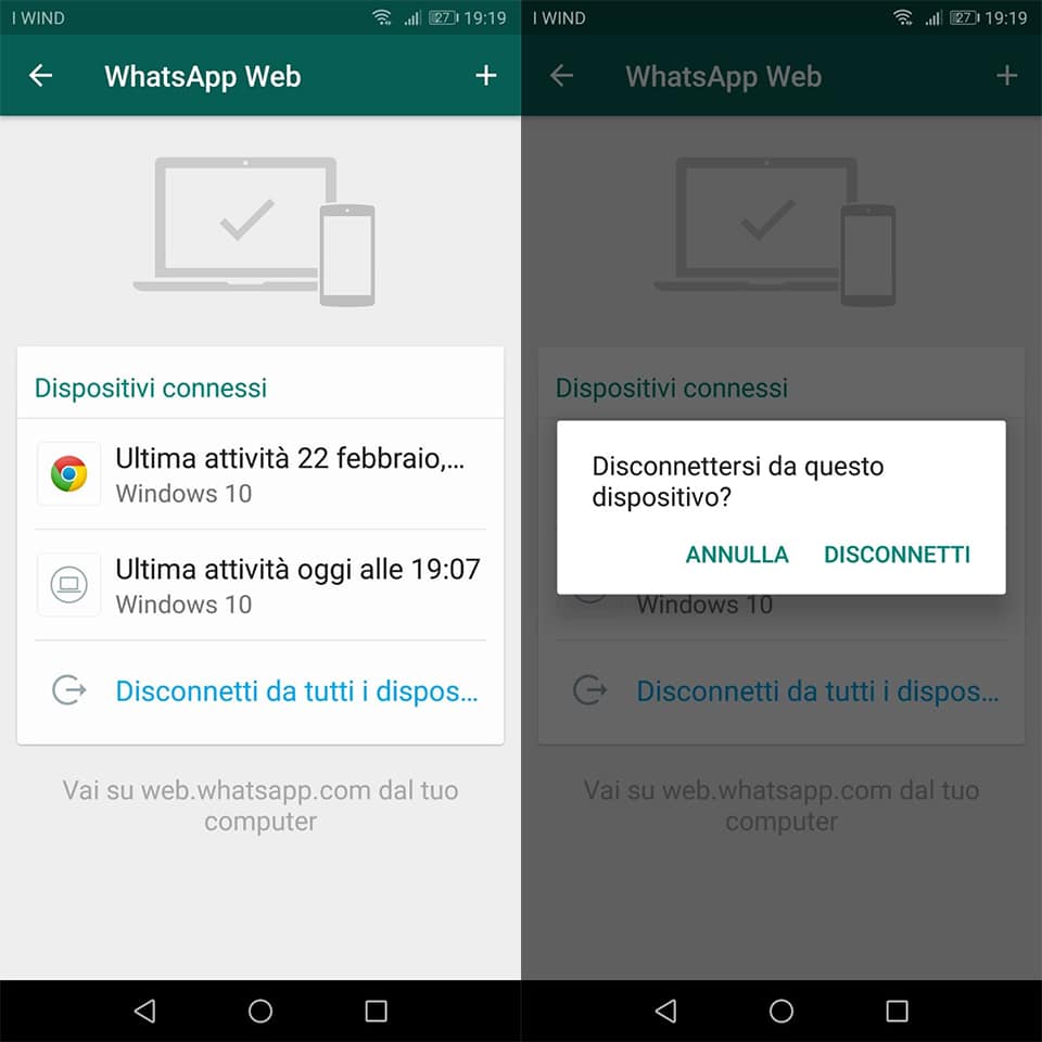 dispositivi connessi WhatsApp su android