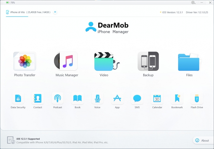 DearMob iPhone Manager, programma per trasferire foto, video, contatti e altro