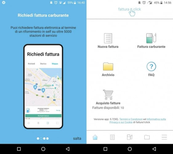 App Fattura1click per Android e IOS