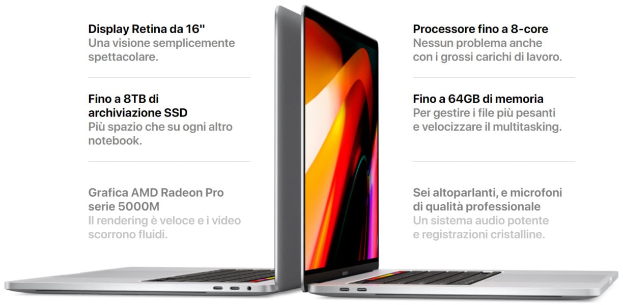 Caratteristiche MacBook Pro 16 modello 2019