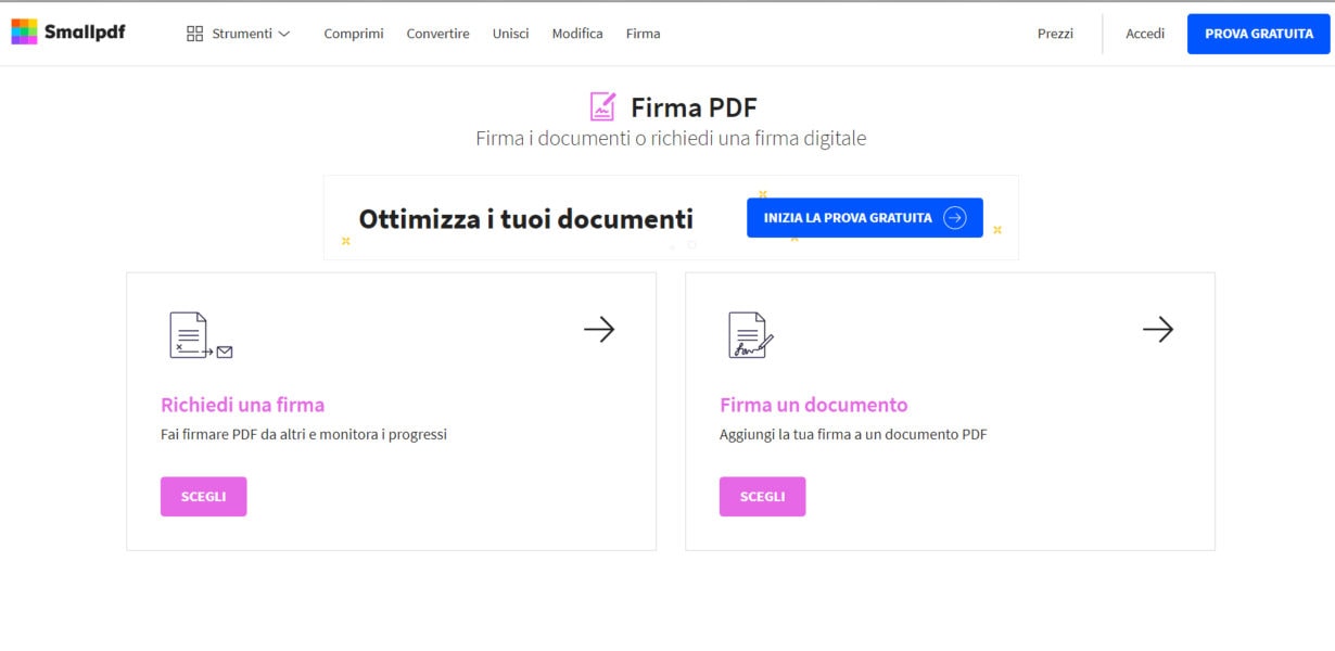 SmallPDF per firmare PDF online